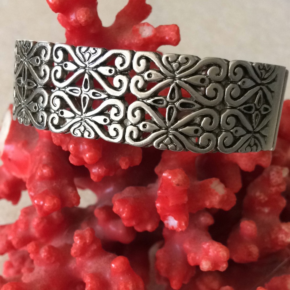 Vintage engraved silver over copper bracelet